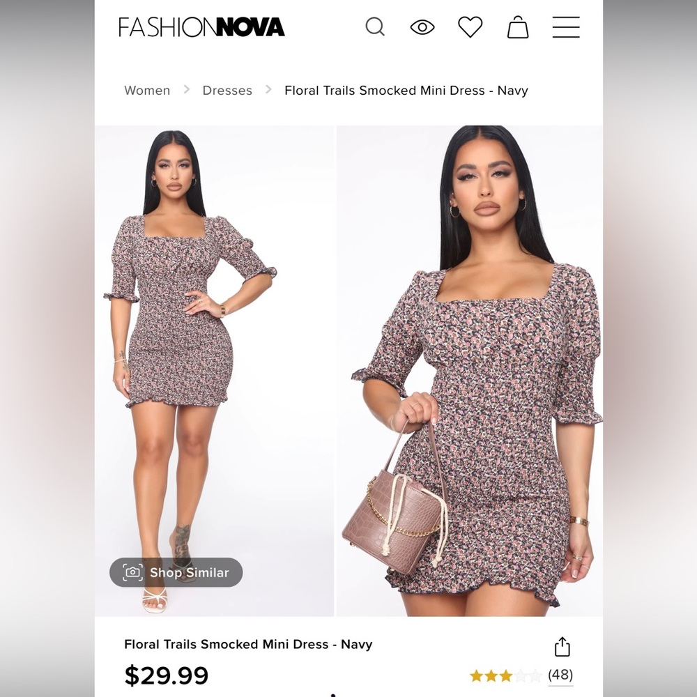 Fashion Nova Floral Trails Smocked Mini Dress
